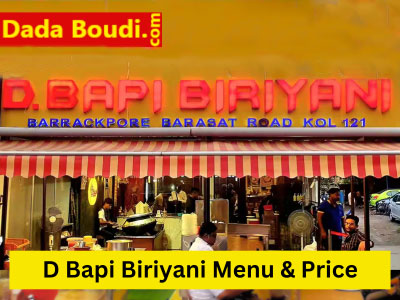 D Bapi Biriyani Menu Price List