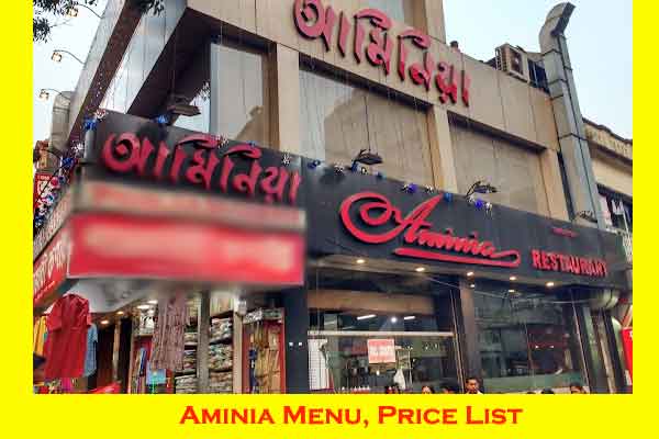 Aminia Menu and price